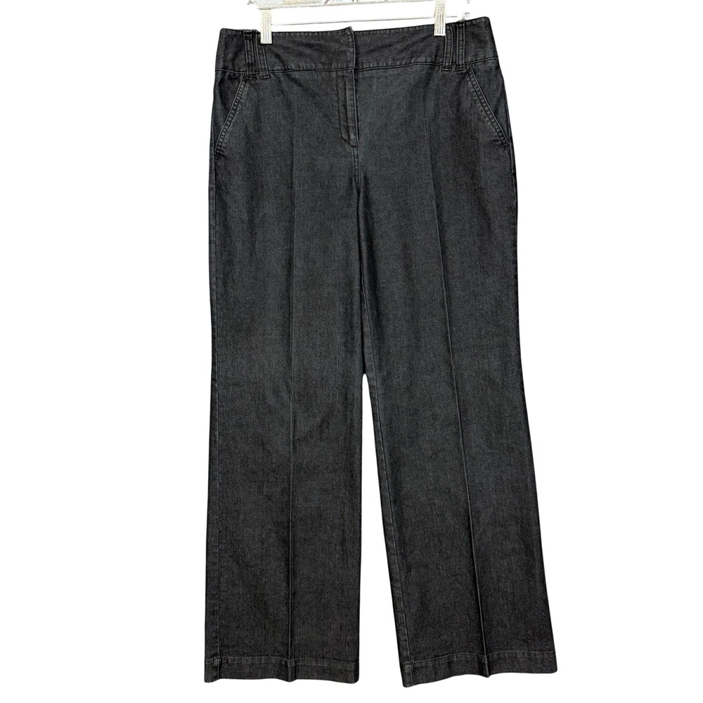 Apostrophe Wide Leg Trouser Jeans Women 10 Blue Dark‎ Wash Cotton Stretch Denim